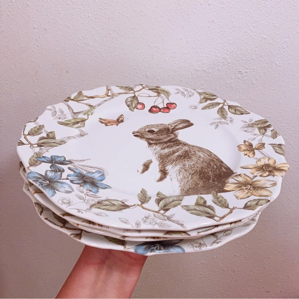4 Sofie the Bunny by PIER 1 Dinner Plates Easter Rabbit Spring Beautiful!